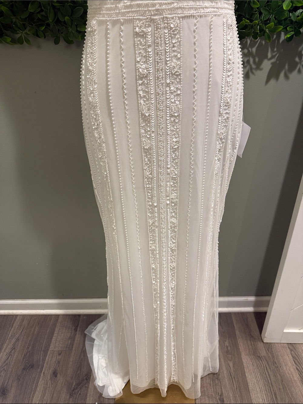 NWT- Stunning Vow White Beaded Sequin Maxi Dress - Picture 6 of 16